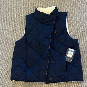 J McLaughlin women’s down vest.  Reversible dark navy/wht. Size M